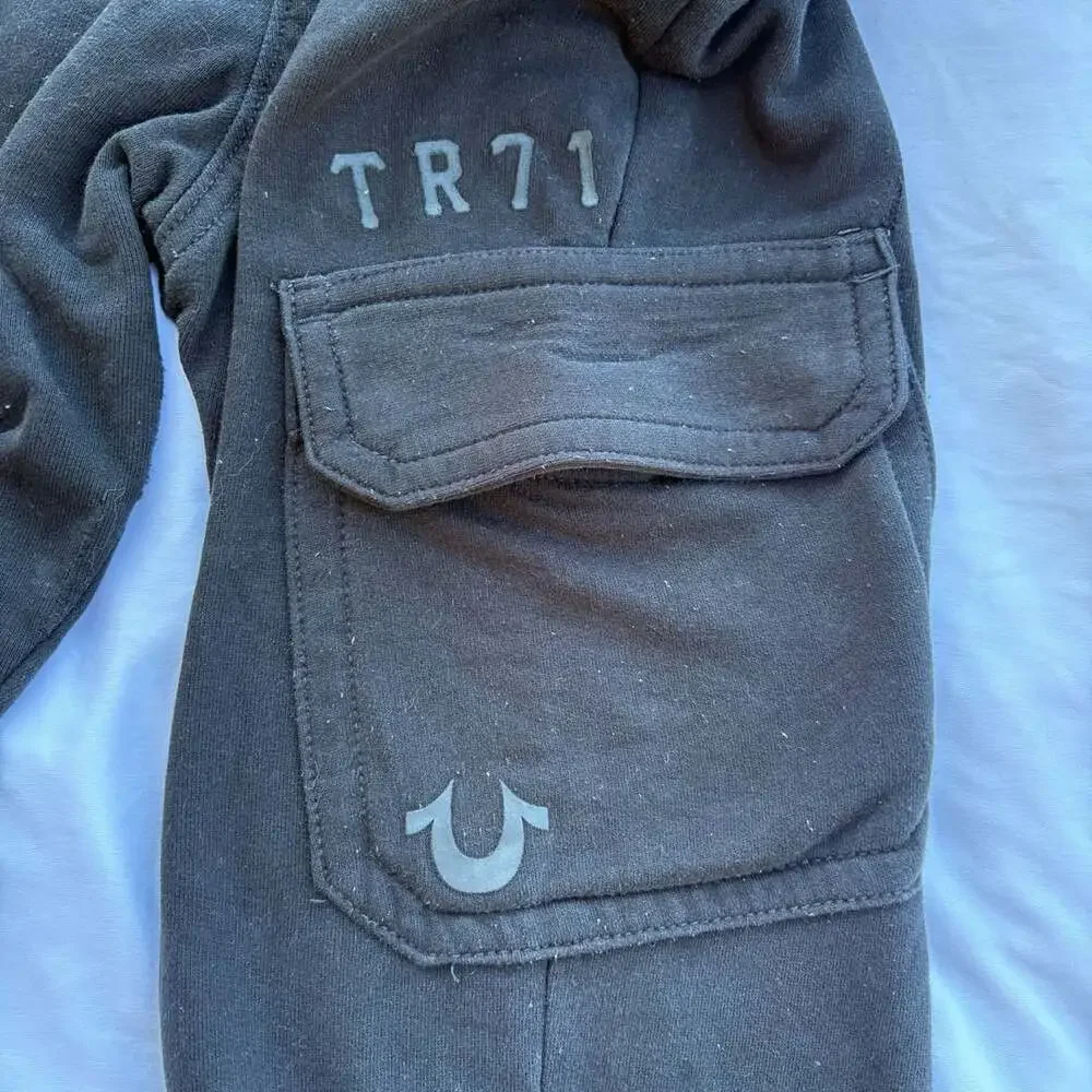 True Religion World Tour Black Cargo Jogger Sweatpants